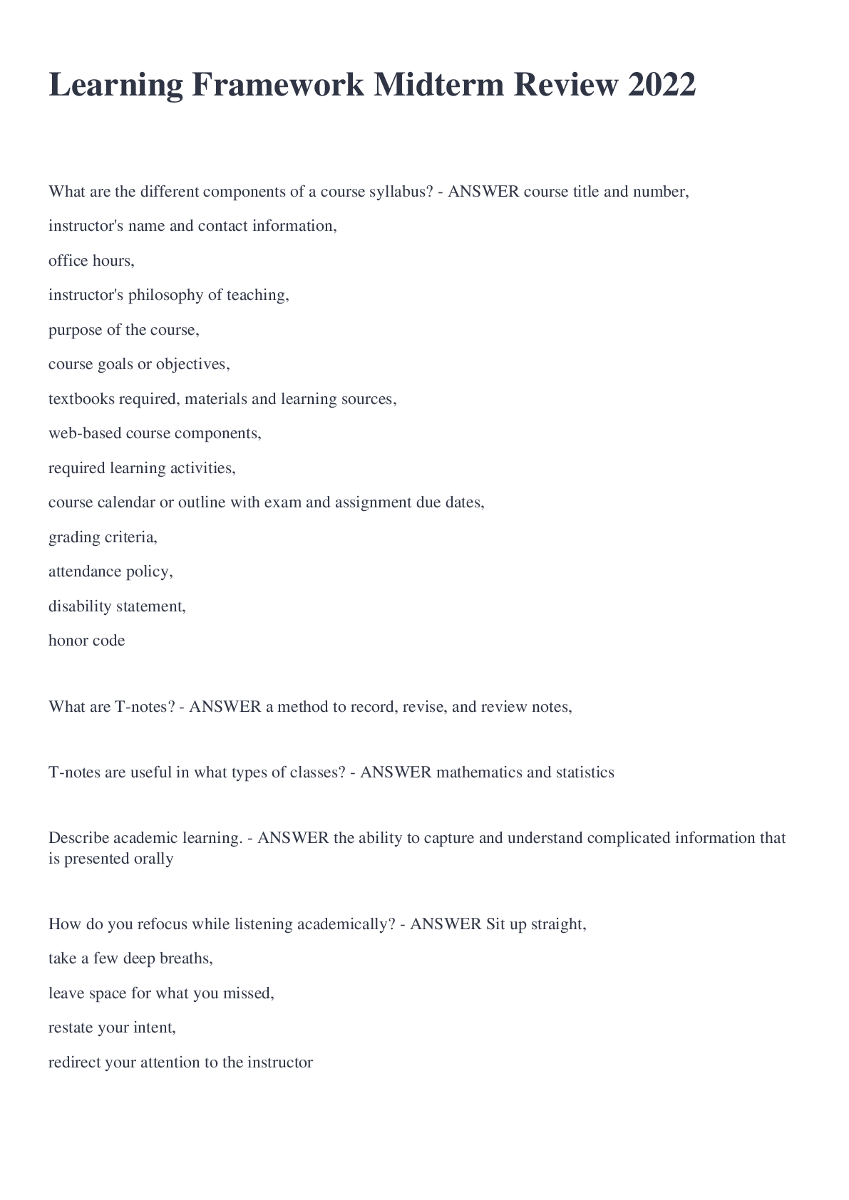 Preview image of Learning Framework Midterm Review 2022 document